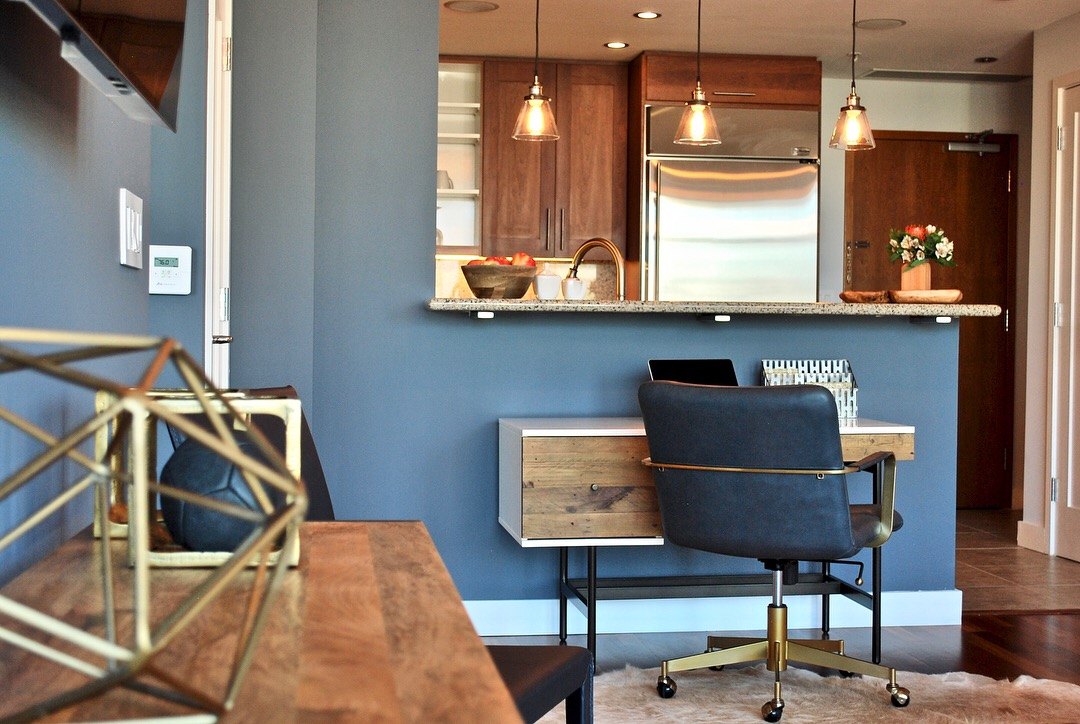 Integrated workspace in modern condo